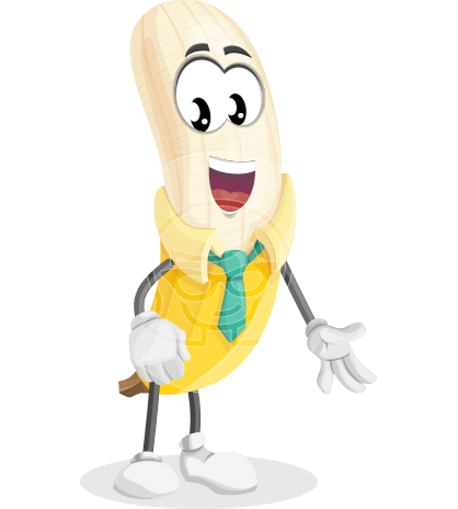 Peeled Banana Cartoon Vector Character AKA Mister Bananashake